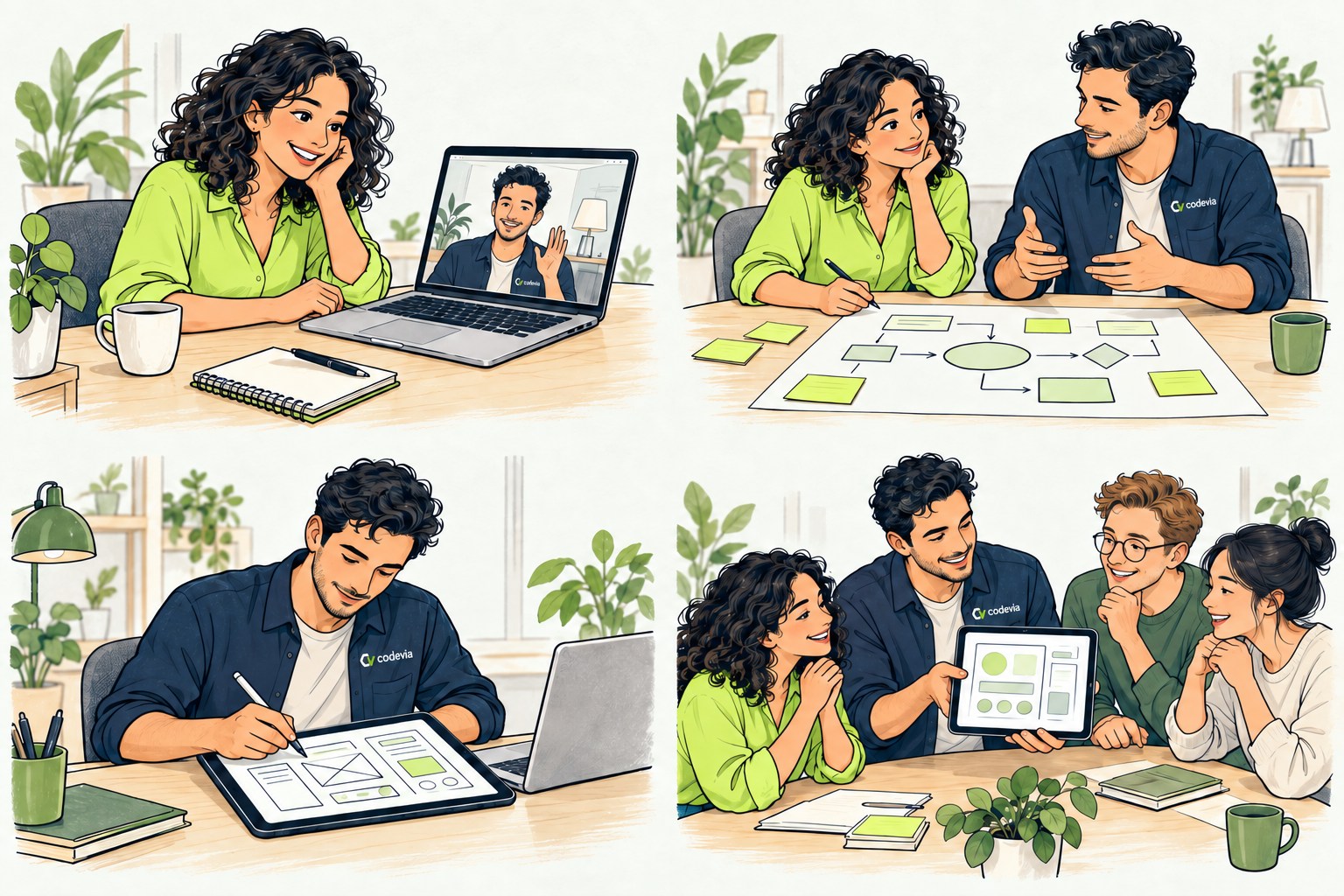 Empreendedora conversa com um especialista da Codevia por videochamada.